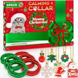 KalmaCat Christmas Collar Gift Box - 6 Red & Green Cat Collars with Holiday Charms